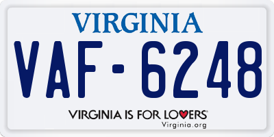VA license plate VAF6248