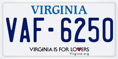 VA license plate VAF6250