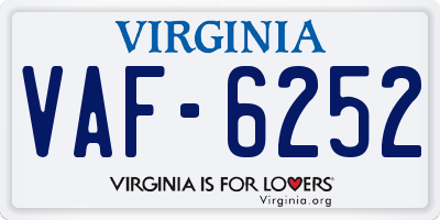 VA license plate VAF6252