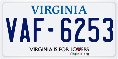 VA license plate VAF6253