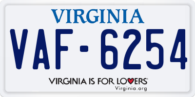 VA license plate VAF6254
