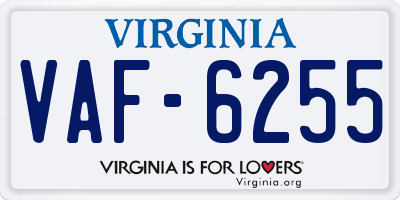 VA license plate VAF6255