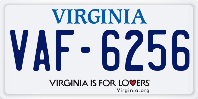 VA license plate VAF6256