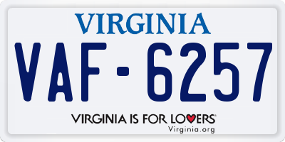 VA license plate VAF6257
