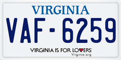 VA license plate VAF6259