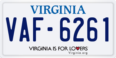 VA license plate VAF6261