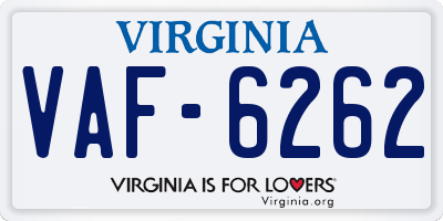 VA license plate VAF6262