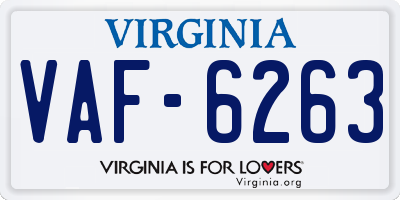 VA license plate VAF6263