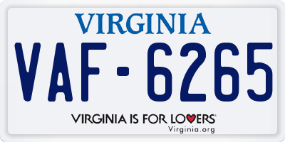 VA license plate VAF6265