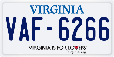 VA license plate VAF6266