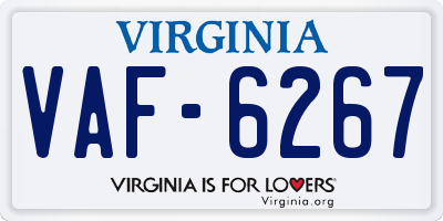 VA license plate VAF6267