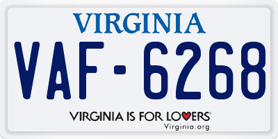 VA license plate VAF6268