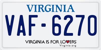 VA license plate VAF6270