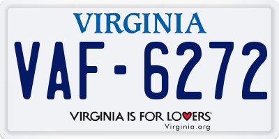 VA license plate VAF6272