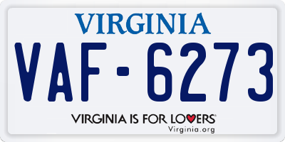 VA license plate VAF6273