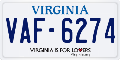 VA license plate VAF6274