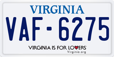 VA license plate VAF6275