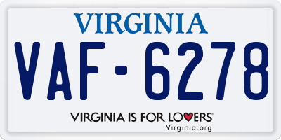VA license plate VAF6278
