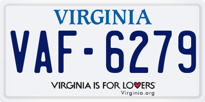 VA license plate VAF6279