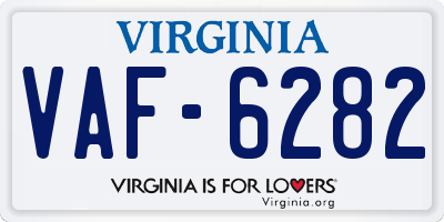 VA license plate VAF6282