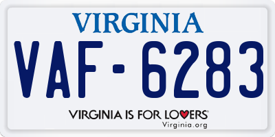 VA license plate VAF6283