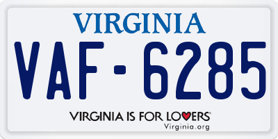 VA license plate VAF6285