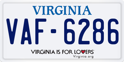 VA license plate VAF6286