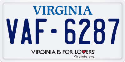 VA license plate VAF6287