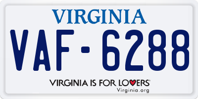 VA license plate VAF6288