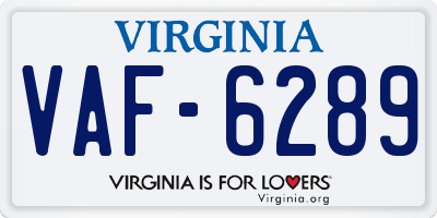 VA license plate VAF6289