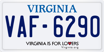 VA license plate VAF6290