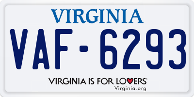 VA license plate VAF6293