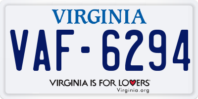 VA license plate VAF6294