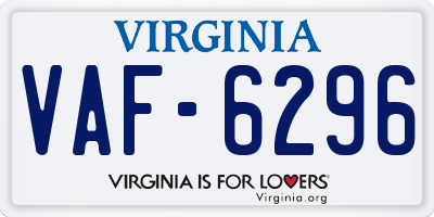 VA license plate VAF6296