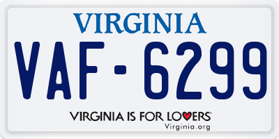 VA license plate VAF6299