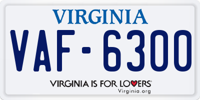 VA license plate VAF6300