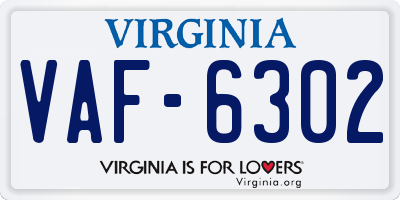 VA license plate VAF6302