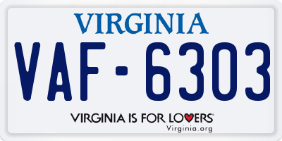 VA license plate VAF6303