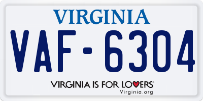 VA license plate VAF6304
