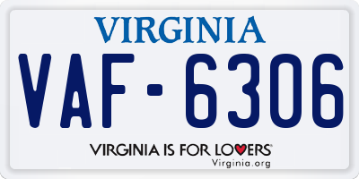 VA license plate VAF6306