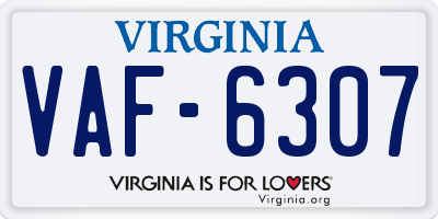 VA license plate VAF6307