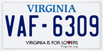VA license plate VAF6309