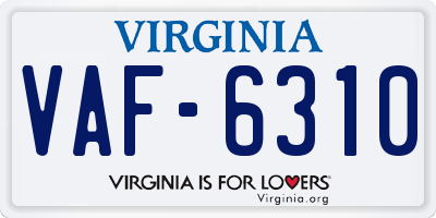 VA license plate VAF6310