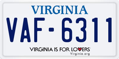 VA license plate VAF6311