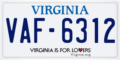 VA license plate VAF6312