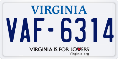 VA license plate VAF6314