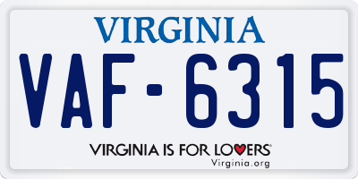 VA license plate VAF6315
