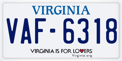 VA license plate VAF6318