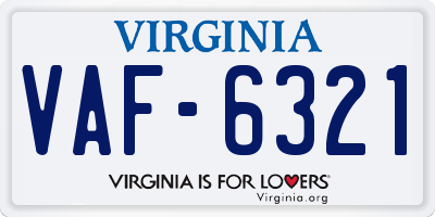 VA license plate VAF6321