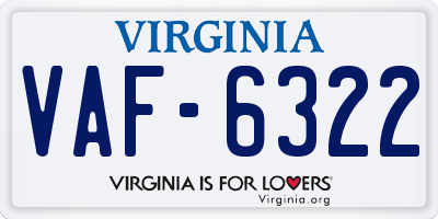 VA license plate VAF6322